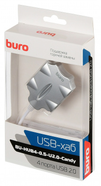 Разветвитель USB 2.0 Buro BU-HUB4-0.5-U2.0-Candy