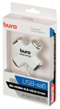 Разветвитель USB 2.0 Buro BU-HUB4-0.5-U2.0-Сross