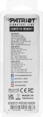 Память DDR3 8GB 1600MHz Patriot  PSD38G16002H
