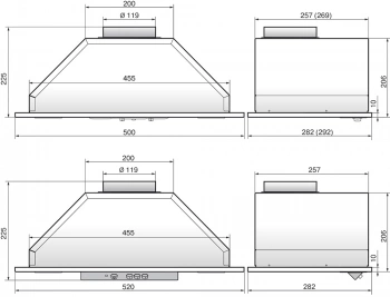 Вытяжка встраиваемая Elikor Врезной блок 52Н-400-П3Д