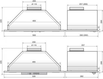 Вытяжка встраиваемая Elikor Врезной блок 52Н-650-Э3Д