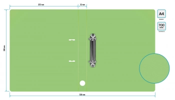 Папка на 2-х D-кольцах Бюрократ Gems GEM0812/2RGRN A4 пластик 0.7мм кор.32мм торц.карм с бум. встав зеленый турмалин