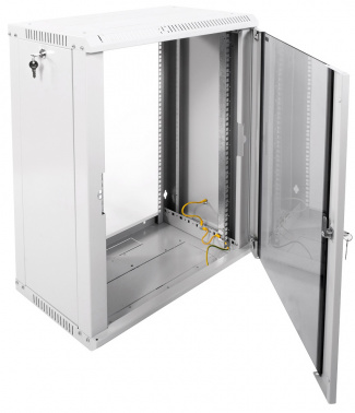 Шкаф коммутационный ЦМО ШРН-Эконом (ШРН-Э-15.350) настенный 15U 600x350мм пер.дв.стекл задн.дв.стал.лист 85кг серый 300мм 746мм