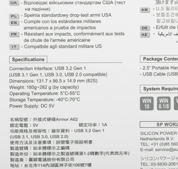 Жесткий диск Silicon Power USB3.1 2TB SP020TBPHD62SS3K A62S