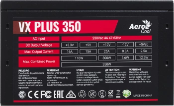 Блок питания Aerocool ATX 350W VX PLUS