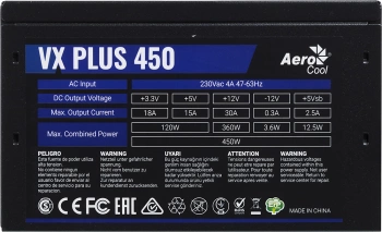 Блок питания Aerocool ATX 450W VX PLUS 450W