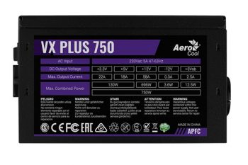 Блок питания Aerocool ATX 750W VX PLUS 750W