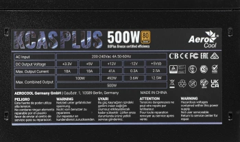Блок питания Aerocool ATX 500W KCAS PLUS 500