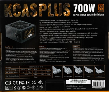 Блок питания Aerocool ATX 700W KCAS PLUS 700