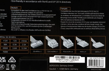 Блок питания Aerocool ATX 700W KCAS PLUS 700