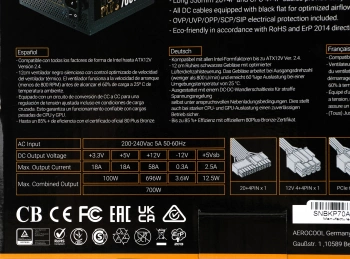 Блок питания Aerocool ATX 700W KCAS PLUS 700