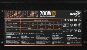Блок питания Aerocool ATX 700W KCAS PLUS 700