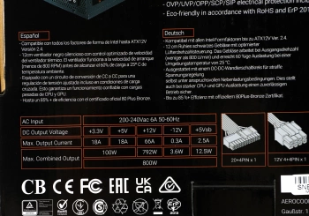 Блок питания Aerocool ATX 800W KCAS PLUS 800