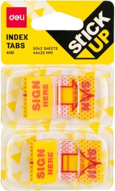 Закладки самокл. бумажные Deli EA10101 44x25мм 2цв.в упак. 50лист блистер