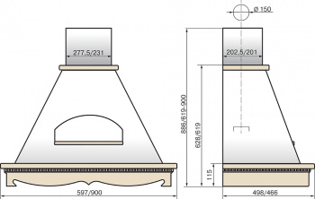Вытяжка каминная Elikor Бельведер 60П-650-П3Д