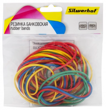 Резинки для купюр Silwerhof 189014 d=60мм 2мм 50гр ассорти