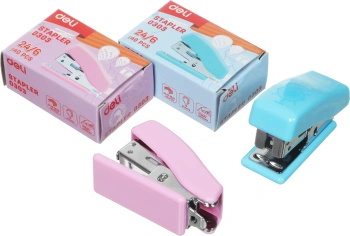 Степлер ручной Deli E0303 Jungle Buddies 24/6 26/6 (12листов) ассорти 40скоб коробка