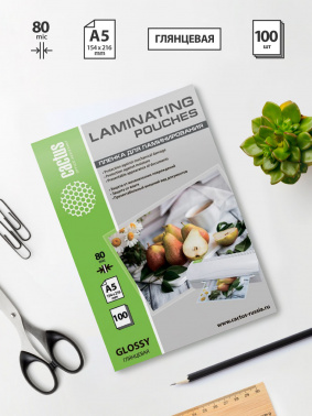 Пленка для ламинирования Cactus 80мкм A5 (100шт) глянцевая 154x216мм  CS-LPGA580100