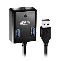 Разветвитель USB 3.0 Ginzzu GR-384UAB