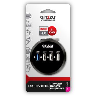 Разветвитель USB 3.0 Ginzzu GR-314UB