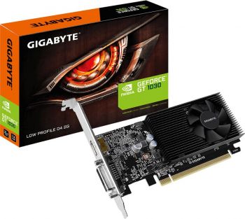 Видеокарта Gigabyte PCI-E GV-N1030D4-2GL NVIDIA GeForce GT 1030 2048Mb 64 DDR4 1177, 2100 DVIx1 HDMIx1 HDCP Ret low profile