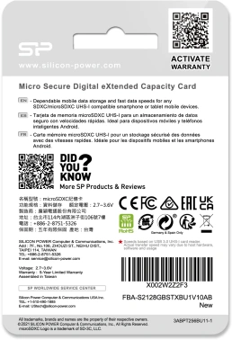 Флеш карта microSDXC 128GB Silicon Power  SP128GBSTXBU1V10SP