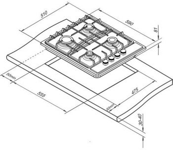 Газовая варочная поверхность Darina 1T1 BGM 341 11 W