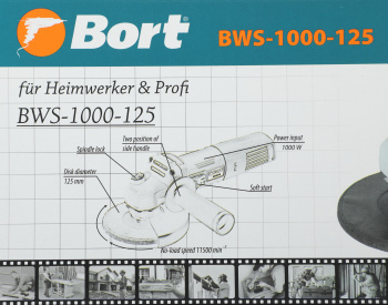 Углошлифовальная машина Bort BWS-1000-125
