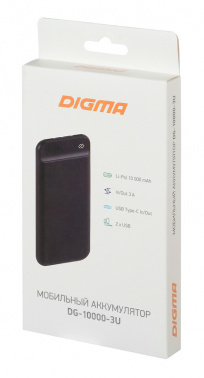 Мобильный аккумулятор Digma DG-10000-3U 10000mAh 3A 3xUSB белый (DG-10000-3U-WT)