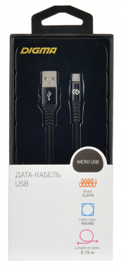 Кабель Digma MICROUSB-0.15M-BLK USB (m)-micro USB (m) 0.15м черный