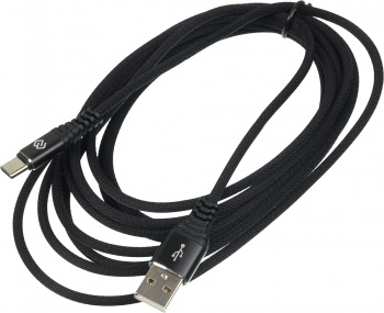 Кабель Digma TYPE-C-3M-BRAIDED-BLK USB (m)-USB Type-C (m) 3м черный