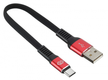 Кабель Digma USB (m)-USB Type-C (m) 0.15м черный/красный плоский