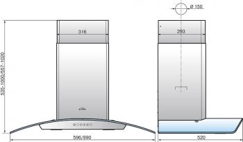 Вытяжка каминная Elikor Аметист S4 90Н-700-Э4Д