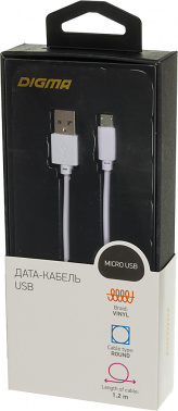 Кабель Digma MICROUSB-1.2M-WH USB (m)-micro USB (m) 1.2м белый