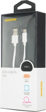 Кабель Digma TYPE-C-1.2M-WH USB (m)-USB Type-C (m) 1.2м белый
