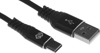 Кабель Digma TYPE-C-2M-BRAIDED-BLK USB (m)-USB Type-C (m) 2м черный