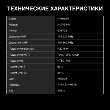 Ресивер DVB-T2 Hyundai H-DVB440