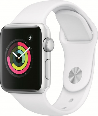 Смарт-часы Apple Watch Series 3 42мм OLED корп.серебристый рем.белый разм.брасл.:140-210мм (MTF22RU/A)