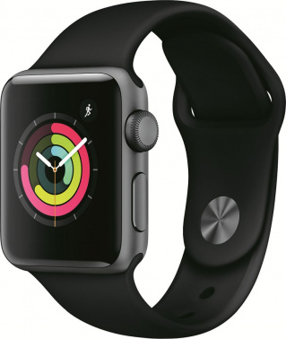 Смарт-часы Apple Watch Series 3 42мм OLED корп.серый космос рем.черный разм.брасл.:140-210мм (MTF32RU/A)