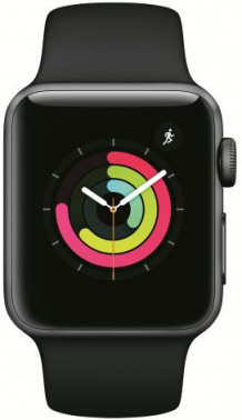 Смарт-часы Apple Watch Series 3 42мм OLED корп.серый космос рем.черный разм.брасл.:140-210мм (MTF32RU/A)