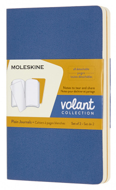 Блокнот Moleskine VOLANT QP713B41M17 Pocket 90x140мм 80стр. нелинованный мягкая обложка синий/желтый янтарный (2шт)