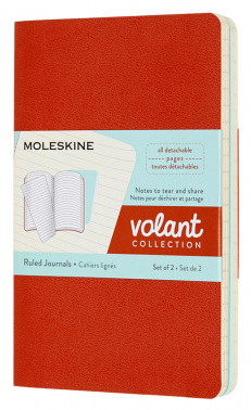 Блокнот Moleskine VOLANT QP711F16B24 Pocket 90x140мм 80стр. линейка мягкая обложка оранжевый/голубой (2шт)