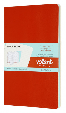 Блокнот Moleskine VOLANT QP721F16B24 Large 130х210мм 96стр. линейка мягкая обложка оранжевый/голубой (2шт)