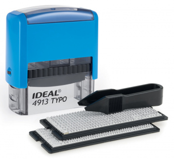 Самонаборный штамп Trodat 4913/DB TYPO P2 IDEAL пластик корп.:ассорти автоматический 5стр. оттис.:синий шир.:58мм выс.:22мм