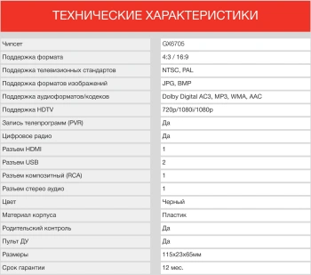 Ресивер DVB-T2 Starwind CT-220