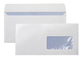 Конверт 125638.50 E65 110x220мм с правым окном белый силиконовая лента бумага 80г/м2 (pack:50pcs)