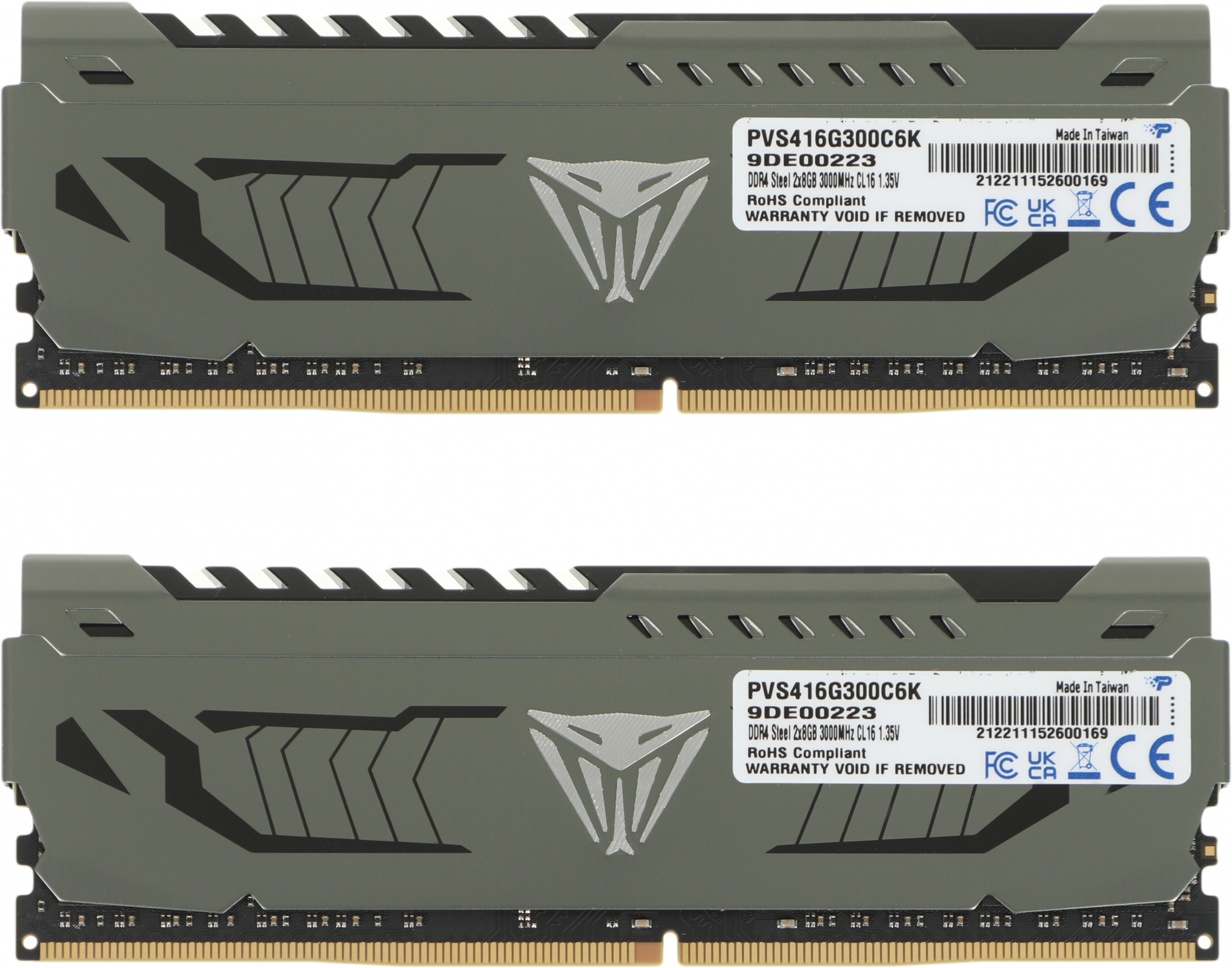 DDR4 2x8Gb 3000MHz Patriot PVS416G300C6K Viper Steel RTL Gaming PC4 24000 CL16 DIMM 288 pin 1.35 dual rank Ret