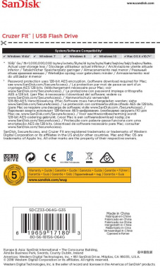 Флеш Диск Sandisk 64GB Cruzer Fit