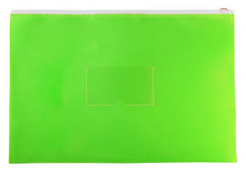 Папка на молнии ZIP Бюрократ Double Neon DNEBPM4ALETT A4+ полипропилен 0.15мм салатовый карм.для визит. цвет молнии белый