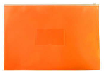 Папка на молнии ZIP Бюрократ Double Neon DNEBPM4AOR A4+ полипропилен 0.15мм оранжевый карм.для визит. цвет молнии белый